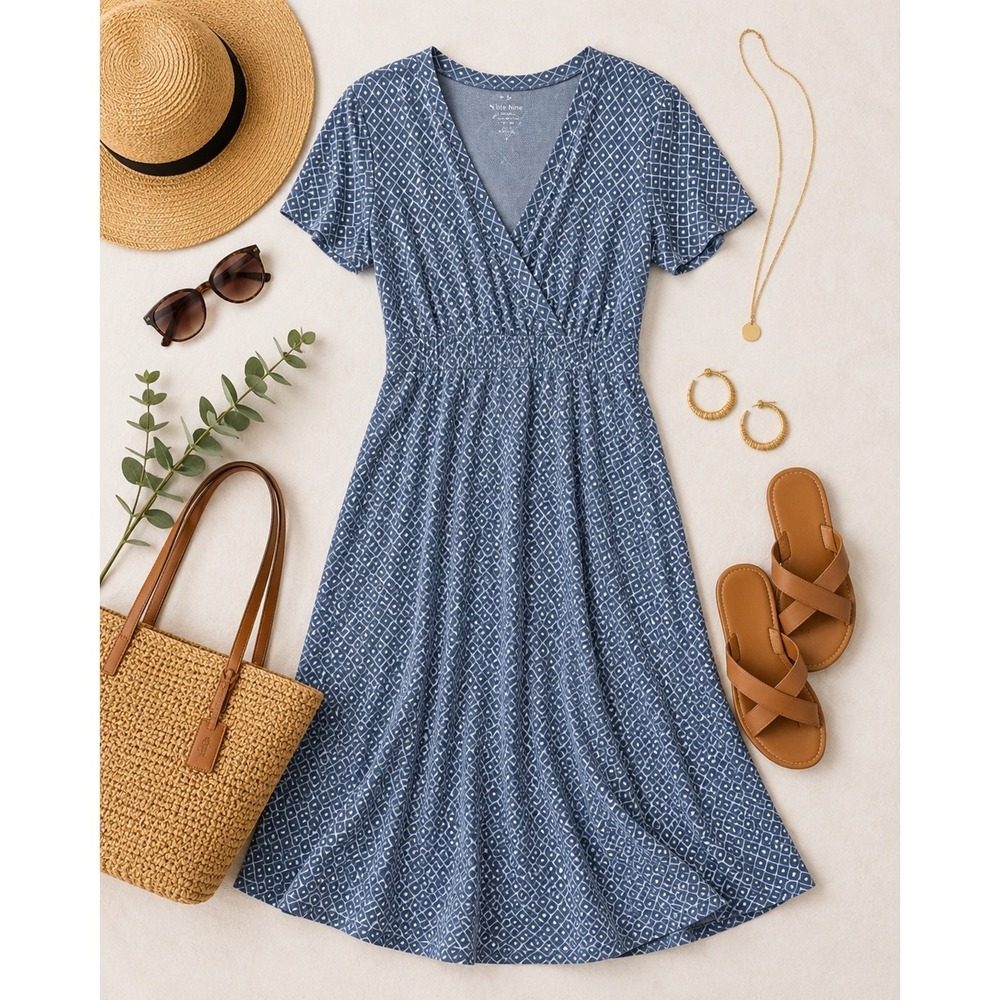 L.L. Bean Blue Casual Dress Small – Stretch Everyday Wear Comfortable - Picture 2 of 8
